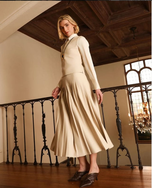AROSA THIN PLEATED MIDI SKIRT