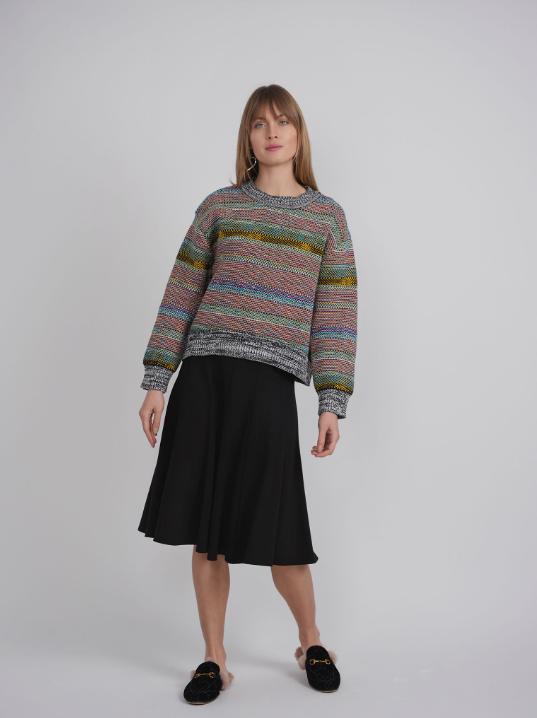 MULTICOLORED STITCH KNIT SWEATER