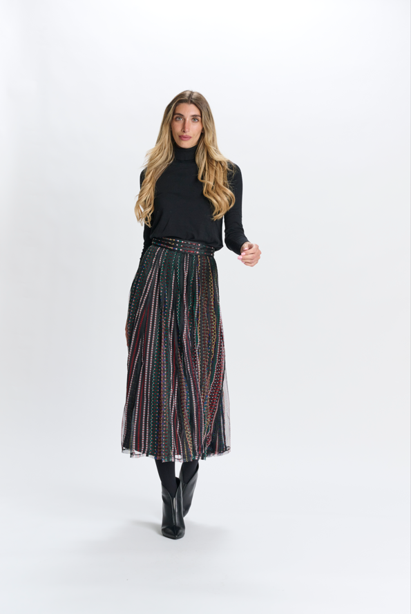 VERTICAL PLEATED MESH SKIRT