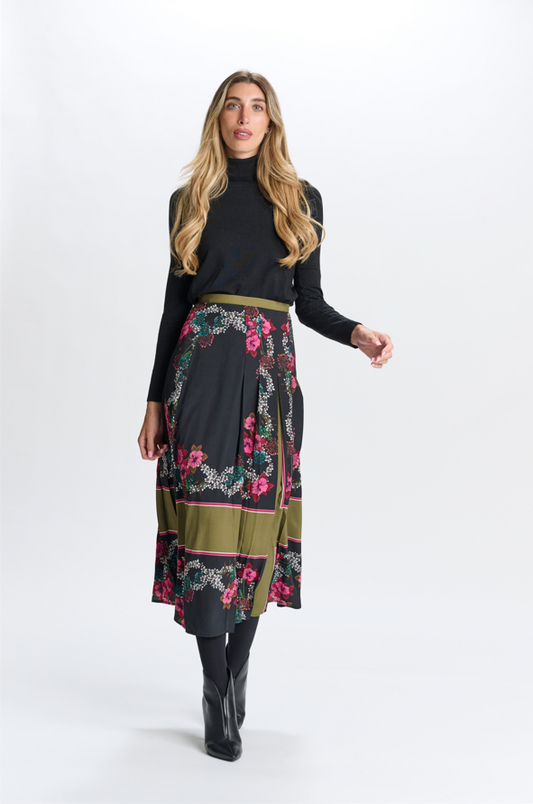 GARDEN PRINTED PLEATED SKIRT