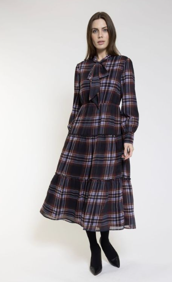 PLAID TIE DRESS