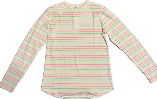 GIRLS MULTI BIG STRIPE WAFFLE TOP