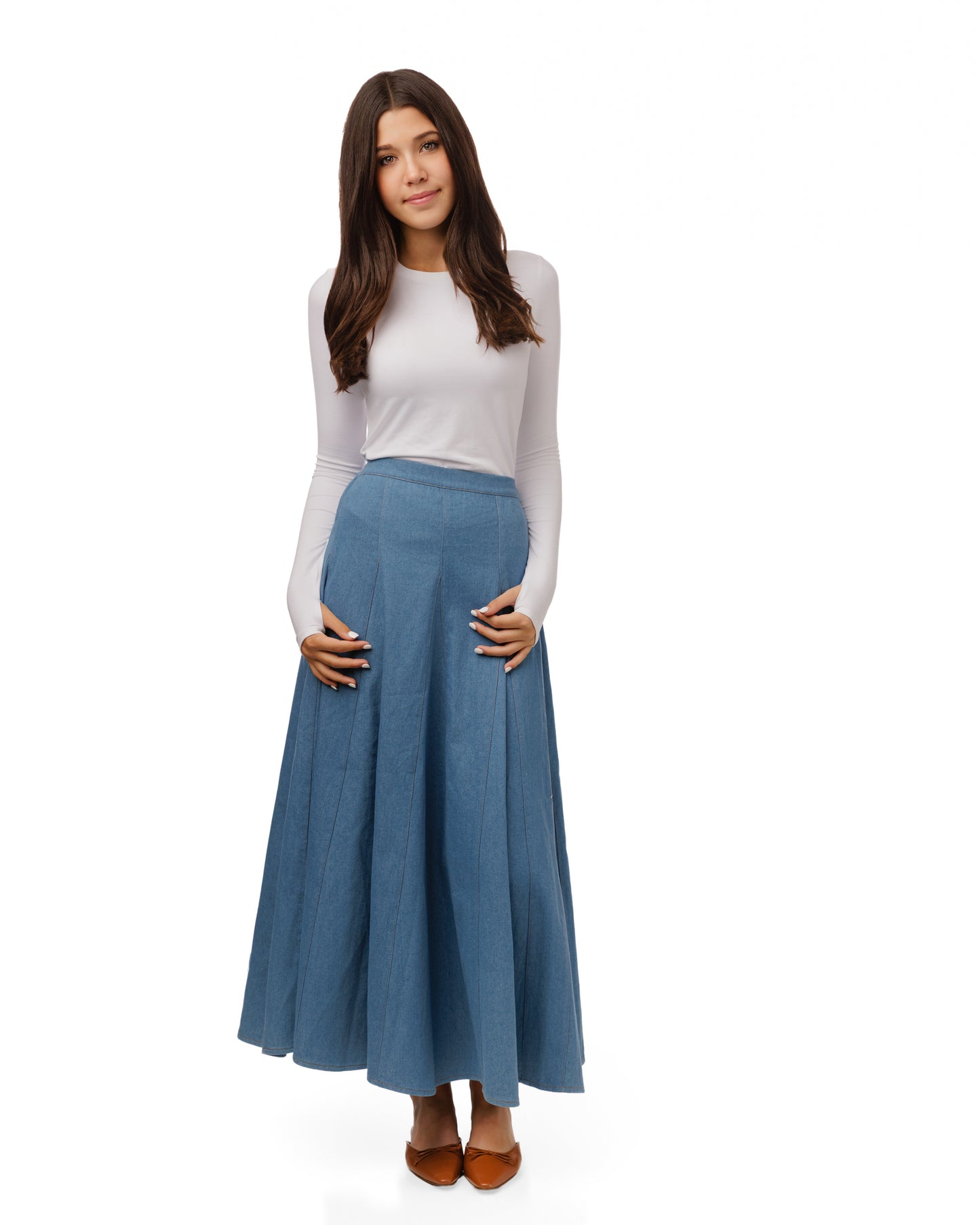 DENIM PANEL SKIRT