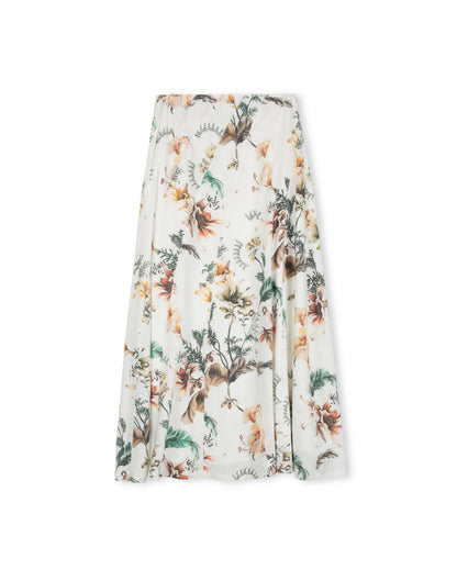 PANE PANELED LINEN FLORAL SKIRT