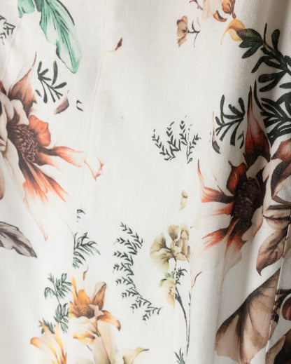 PANE PANELED LINEN FLORAL SKIRT