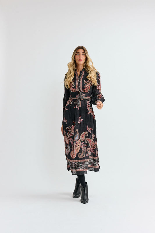 Paisley Large Leafed Print Dresss