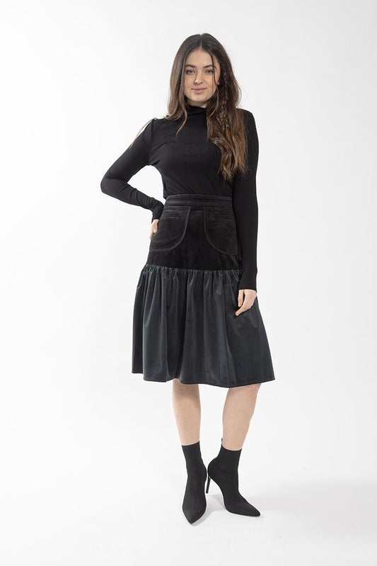 VELVET COLORBLOCK SKIRT