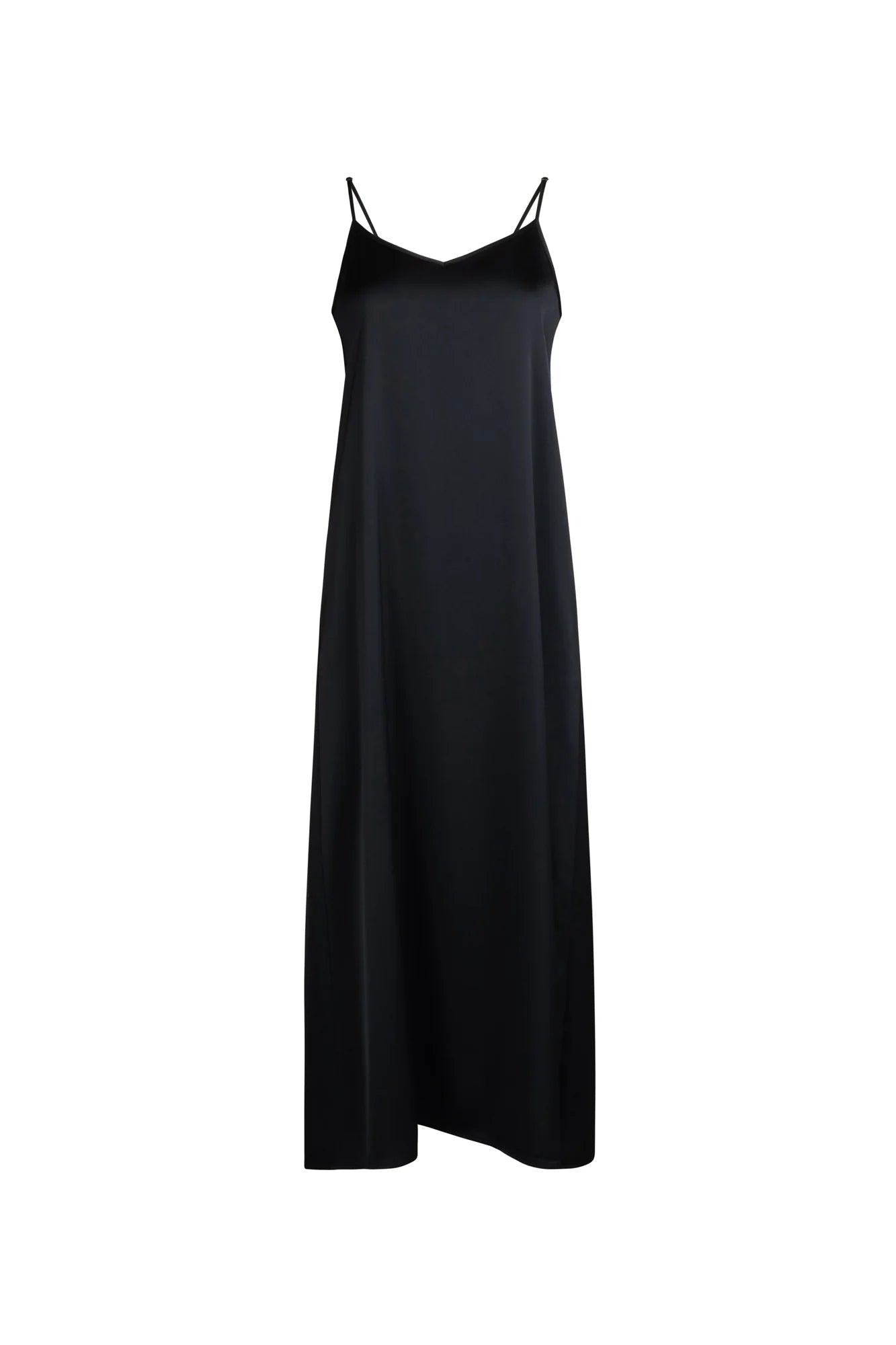 POINT SATIN A-LINE SLIP DRESS SOLIDS