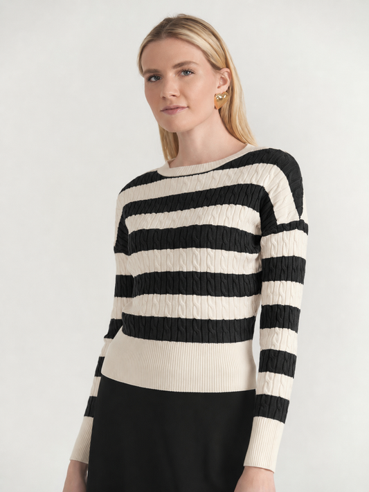 STRIPED CABLE SWEATER