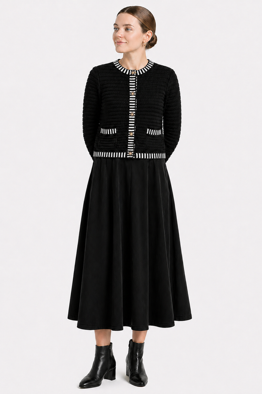 RIB STRIPED TRIM KNIT VEST
