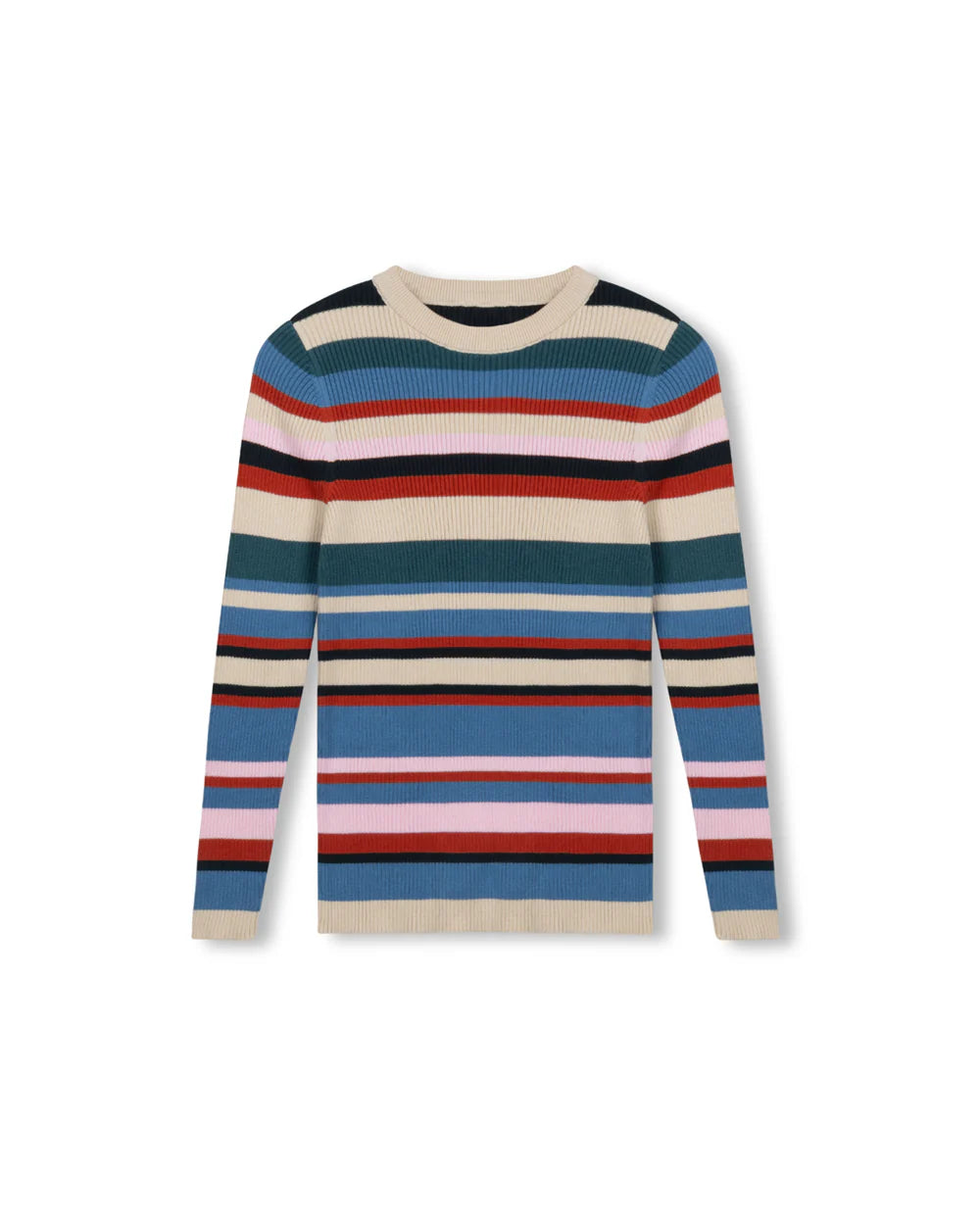 STRIPED BUTTON SHOULDER SWEATER