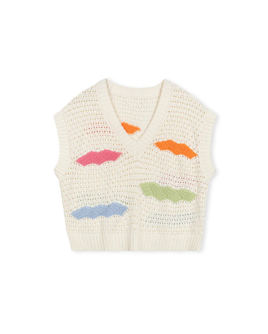 COLOR KNIT CABLE VEST