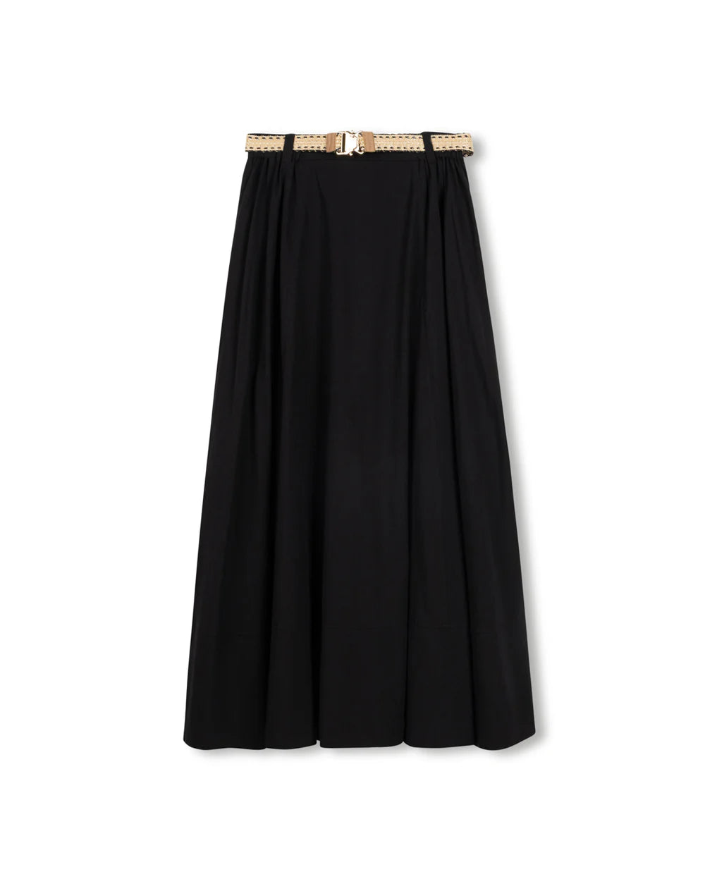 POPLIN BELTED PANEL SKIRT