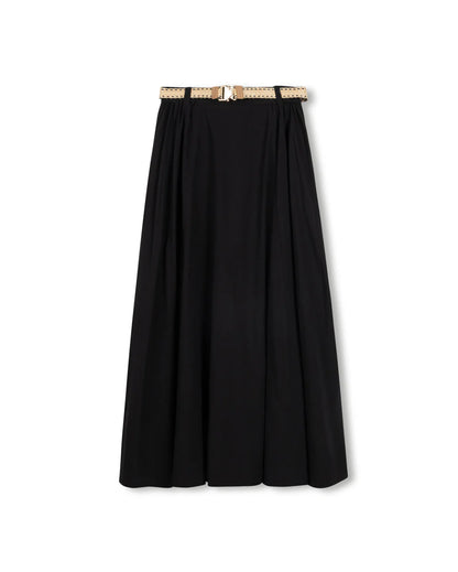 POPLIN BELTED PANEL SKIRT
