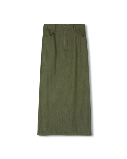 STRAIGHT DARK DENIM SKIRT