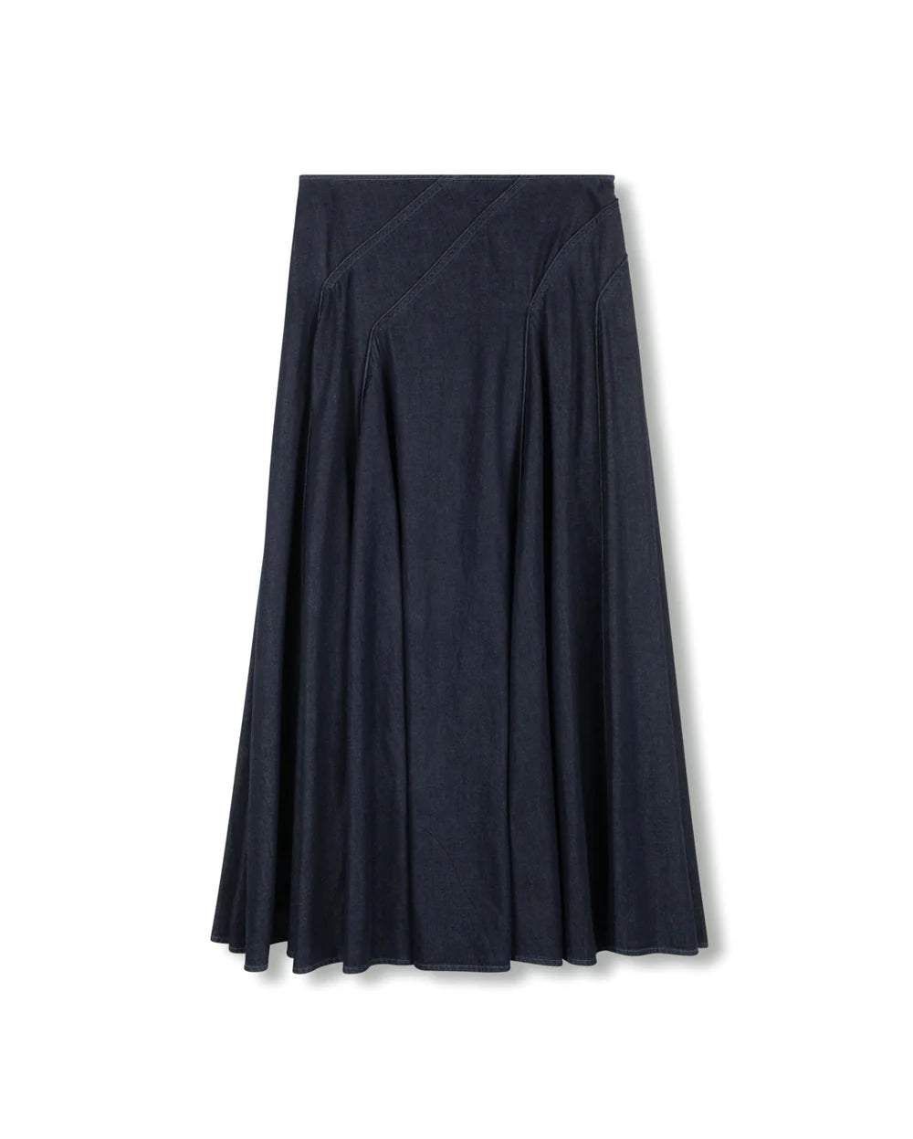 CHAMBRAY STITCHED DETAIL SKIRT
