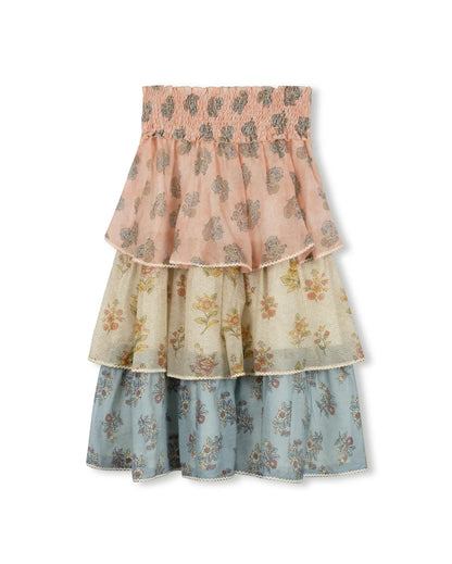 NEEMA PRINTED TIERED SMOCKED SKIRT