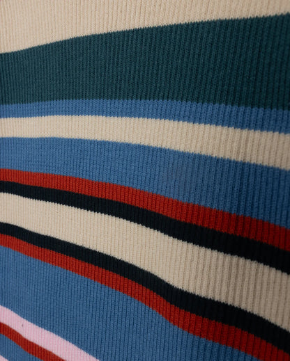 STRIPED BUTTON SHOULDER SWEATER