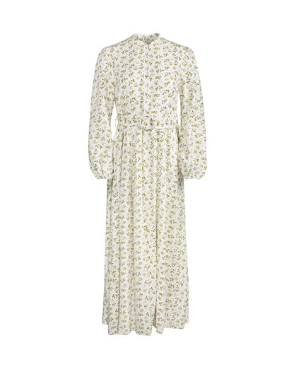 FLORAL PRINTED FLOWY LINEN DRESS