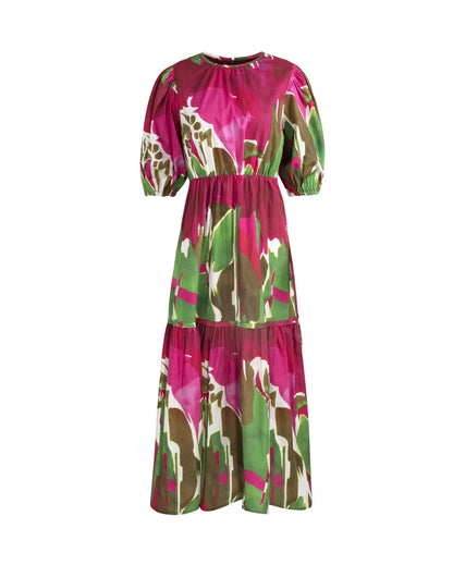 POPLIN BUBBLE TIE SLEEVE DRESS