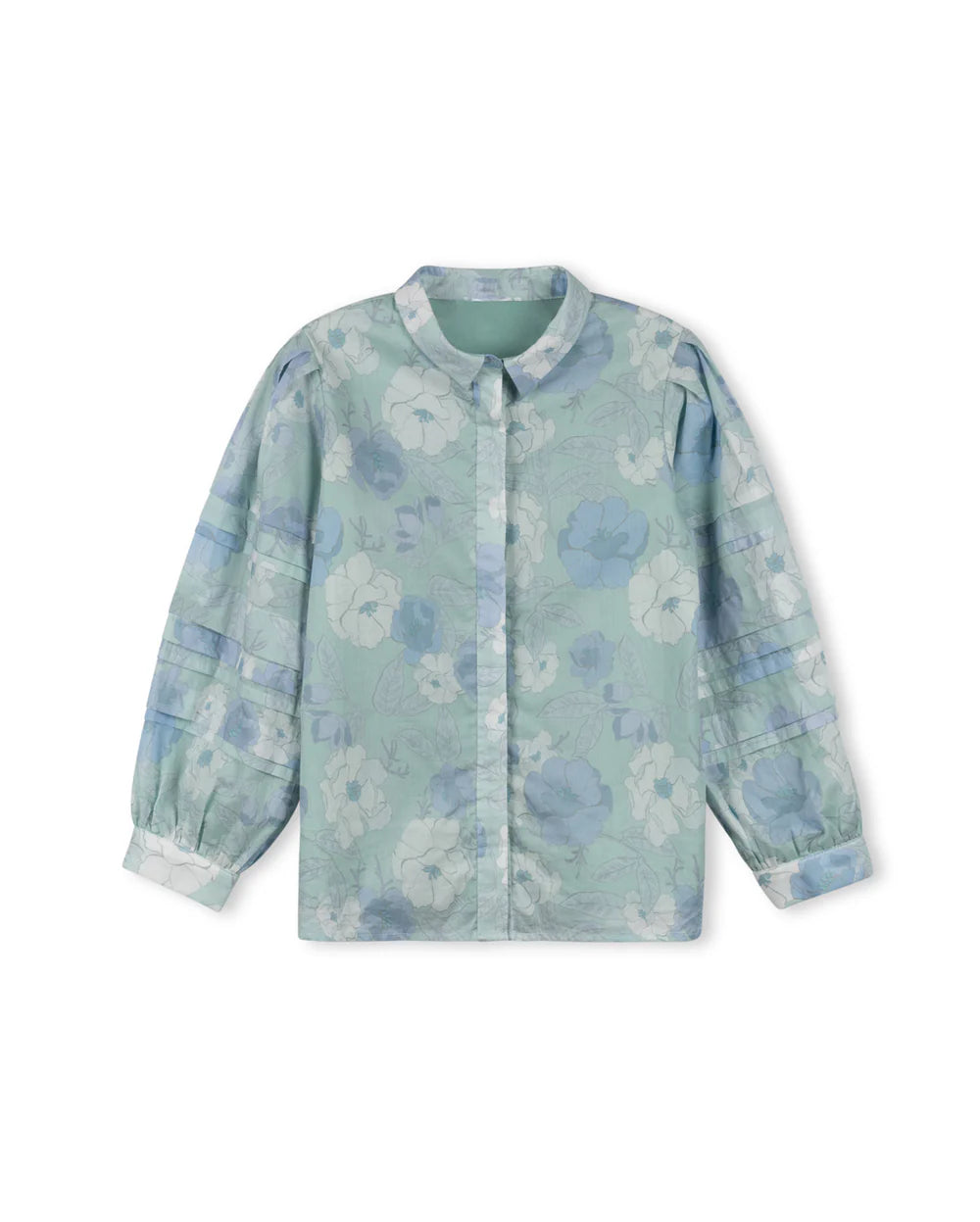 FLORAL PRINTED PLEATED DETAIL BLOUSE