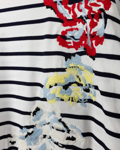 STRIPED EMBROIDERED SWEATER FLORAL