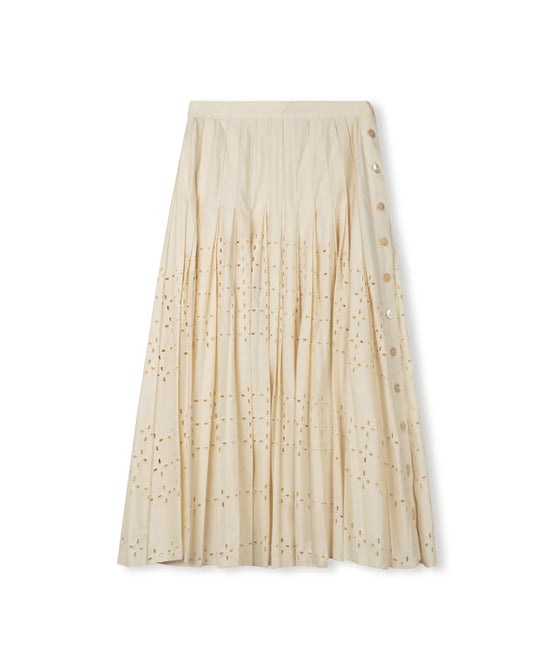 EYELET PLEATED SKIRT