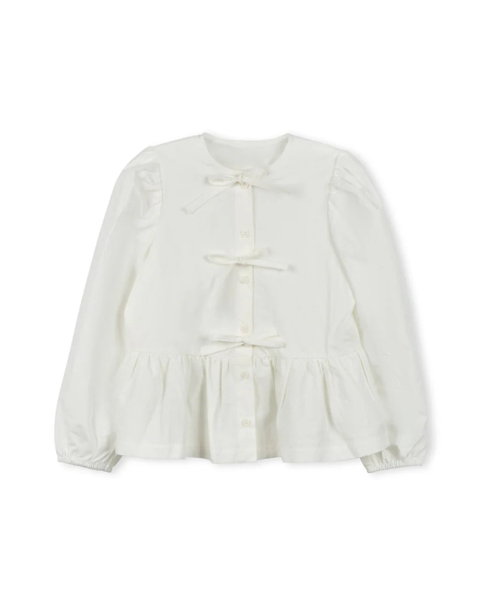 POPLIN PEPLUM BOW BLOUSE