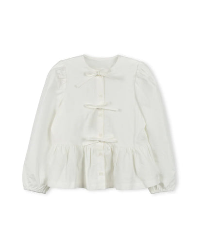 POPLIN PEPLUM BOW BLOUSE