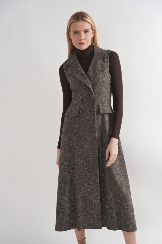 DOUBLE BREASTED TWEED TRENCH JUMPER