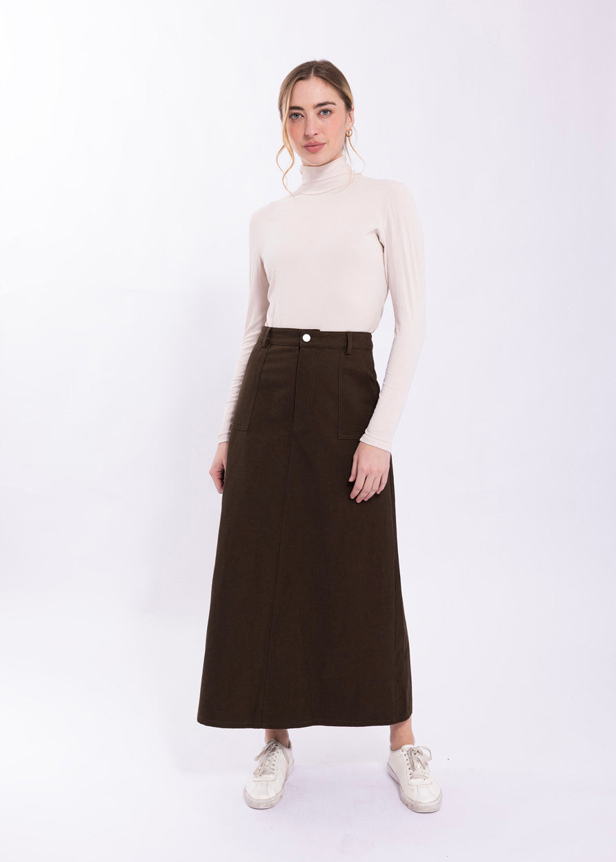 CORDUROY SKIRT WITH V YOKE