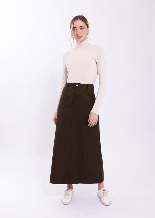 CORDUROY SKIRT WITH V YOKE