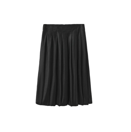PEBBLED LEATHER PLEATED SKIRT