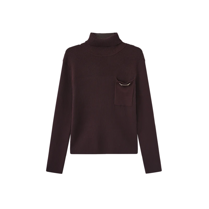 RIBBED POCKET TURTLENECK