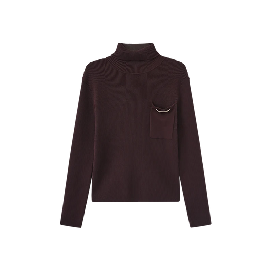 RIBBED POCKET TURTLENECK