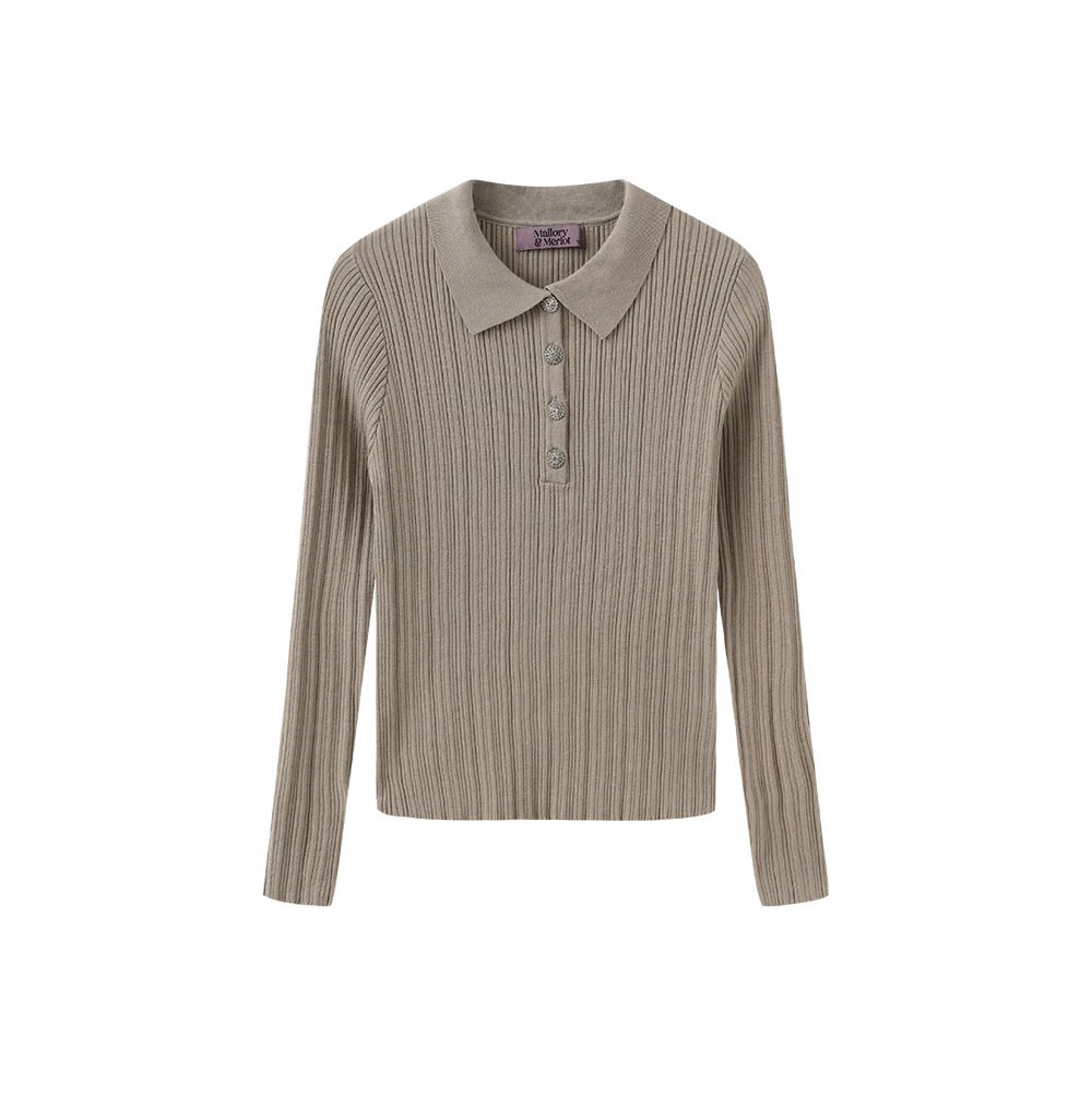 MICA RIBBED KNIT RUFFLE COLLAR SWEATER