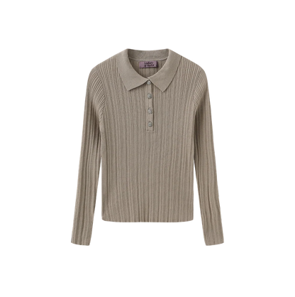 MICA RIBBED KNIT RUFFLE COLLAR SWEATER