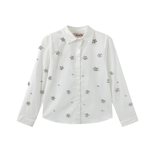 POPLIN BLOUSE WITH JEWELS