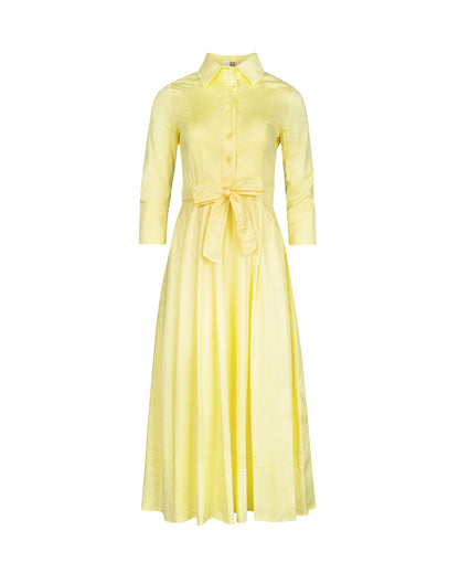 POPLIN BOW WAISTED TRIM DRESS
