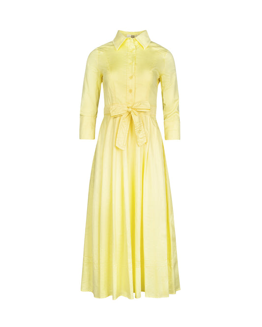 POPLIN BOW WAISTED TRIM DRESS