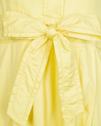 POPLIN BOW WAISTED TRIM DRESS