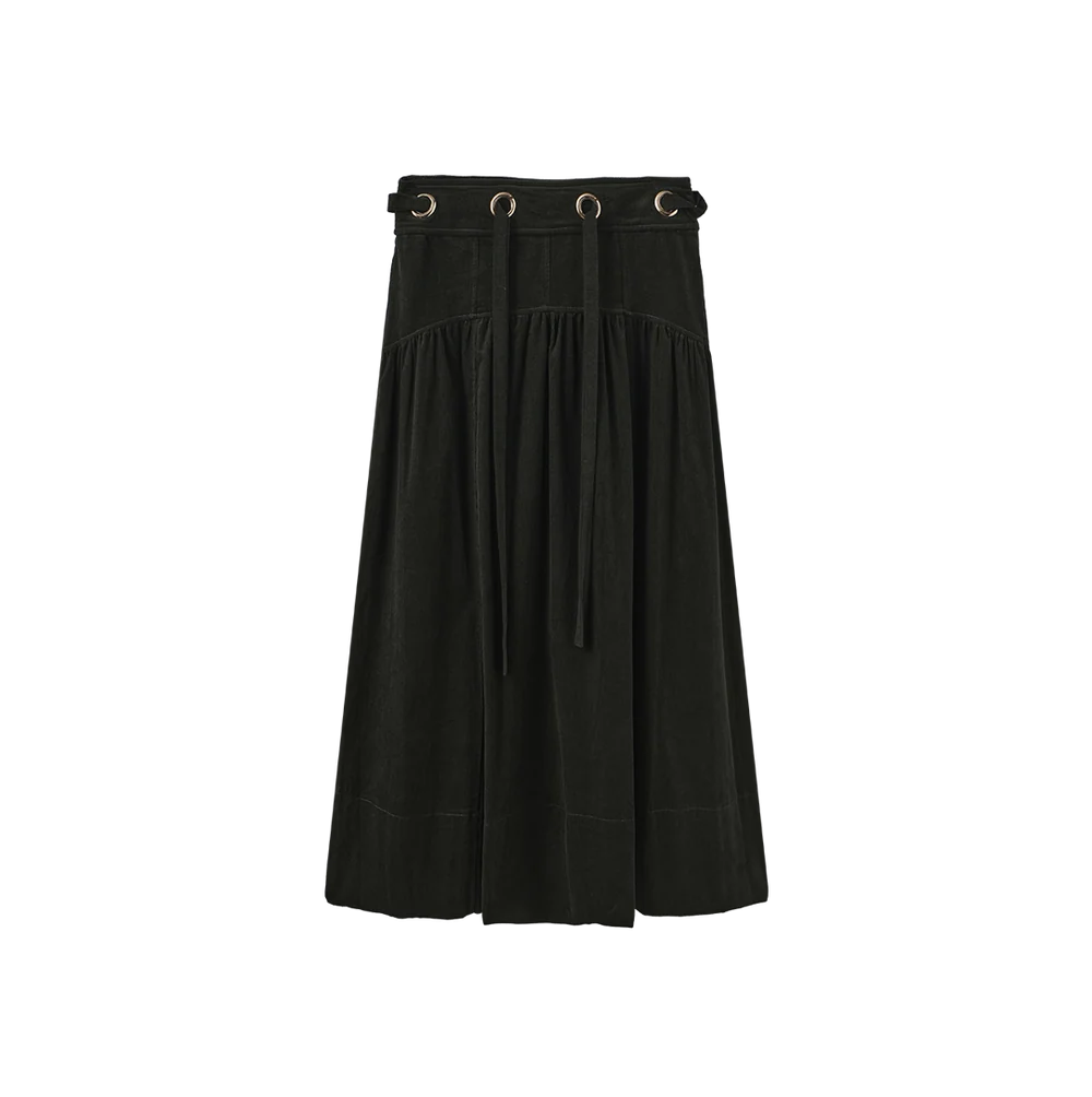 CORDUROY ROUNDED YOLK SKIRT