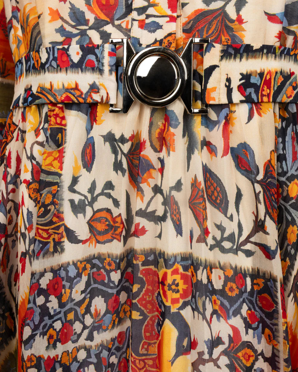 BELTED PRINT MAXI DRESS