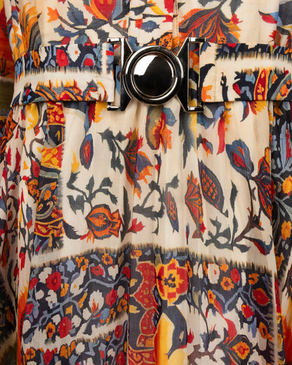 BELTED PRINT MAXI DRESS