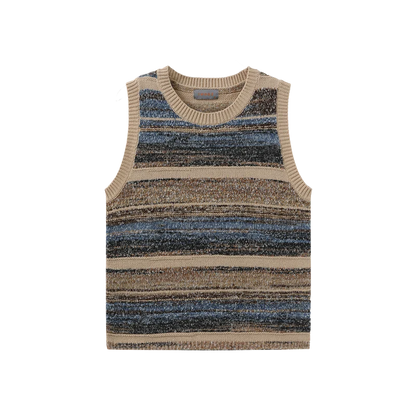 STRIPED MIXED KNIT VEST