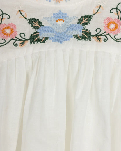 PASTEL EMBROIDERED PLEATED BLOUSE