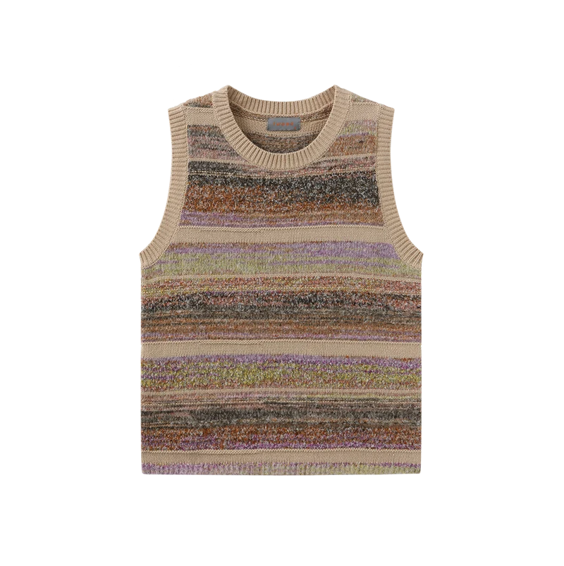 STRIPED MIXED KNIT VEST