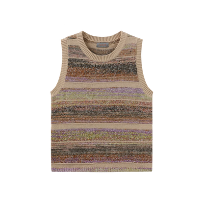 STRIPED MIXED KNIT VEST