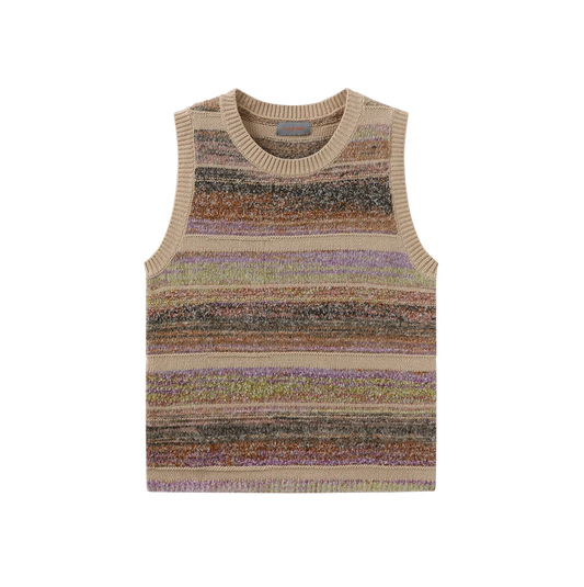 STRIPED MIXED KNIT VEST