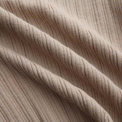 MICA RIBBED KNIT RUFFLE COLLAR SWEATER